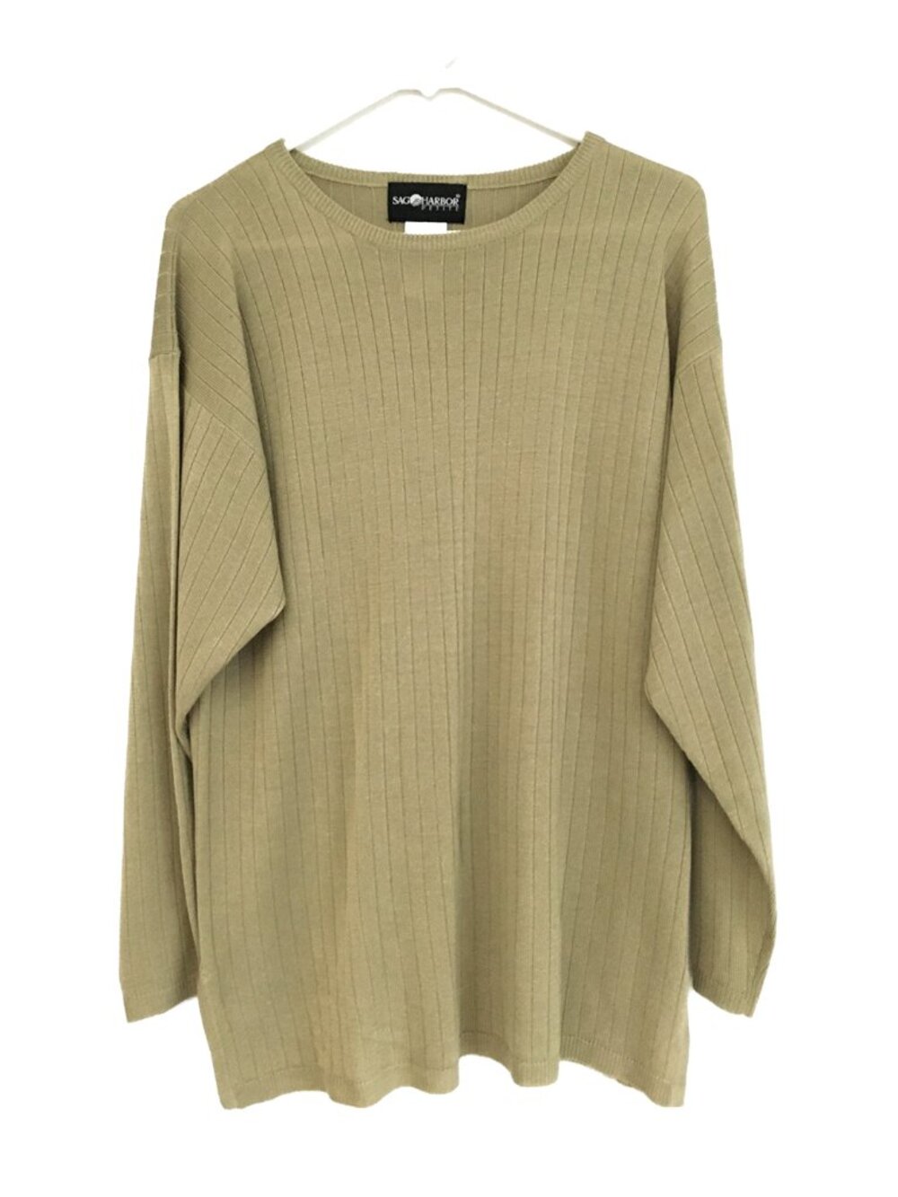 Sag Harbor Women’s Light Thyme Knit Crewneck Ribbed Sweater NWT Size L/P